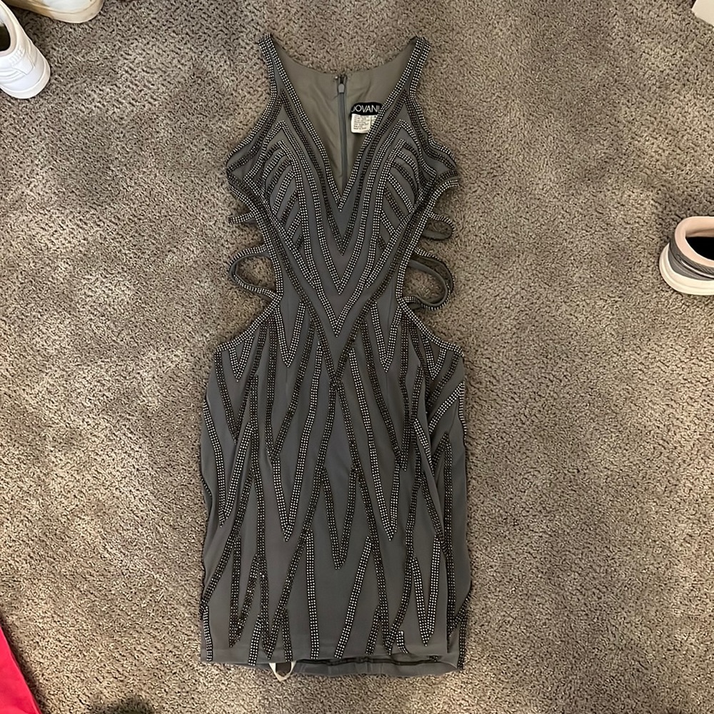 Jovani Silver Prom Dress Size 6